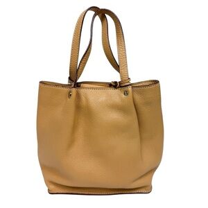 Vintage Talbots Tan Leather Small Top Handle Hobo Bag‎ Minimalist Neutral Purse